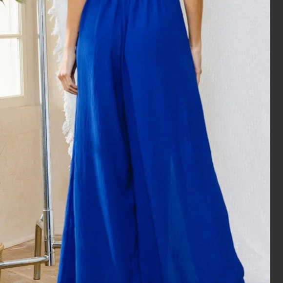 #380 🛑S, M Boho Wide Leg Solid Front Slit Pants - Picture 7 of 11